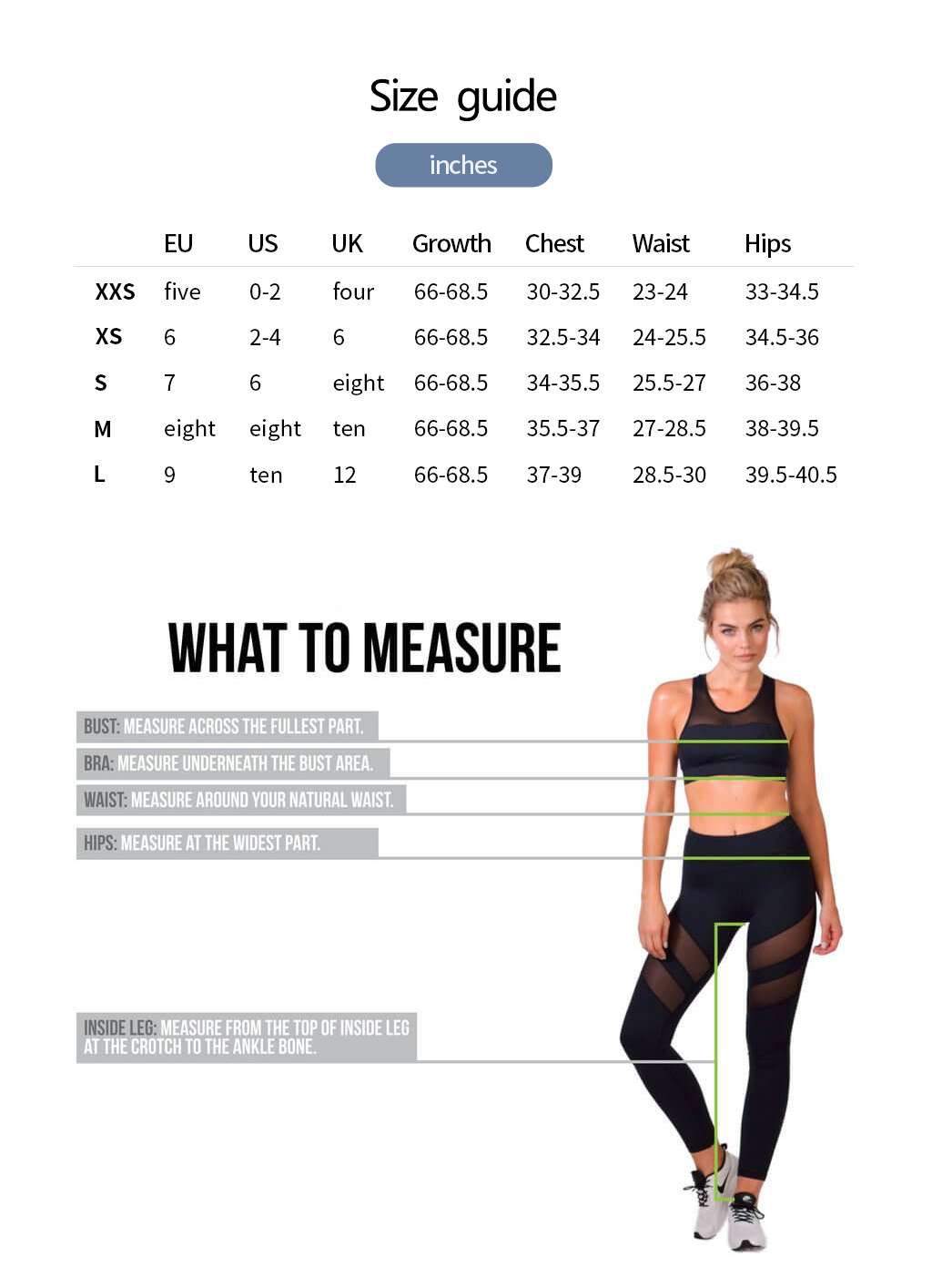 Size Charts for leggings, capris and shorts ⎮ MOOV Activewear – Moov  Activewear