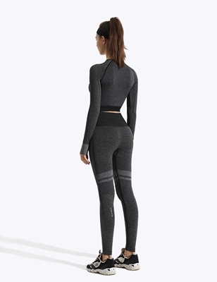 High_waist_ seamless_ long sleeve_ with_ mesh_Front_gymquasar