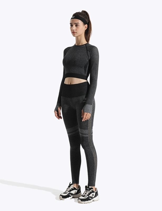 High_waist_ seamless_ long sleeve_ with_ meshSide_gymquasar